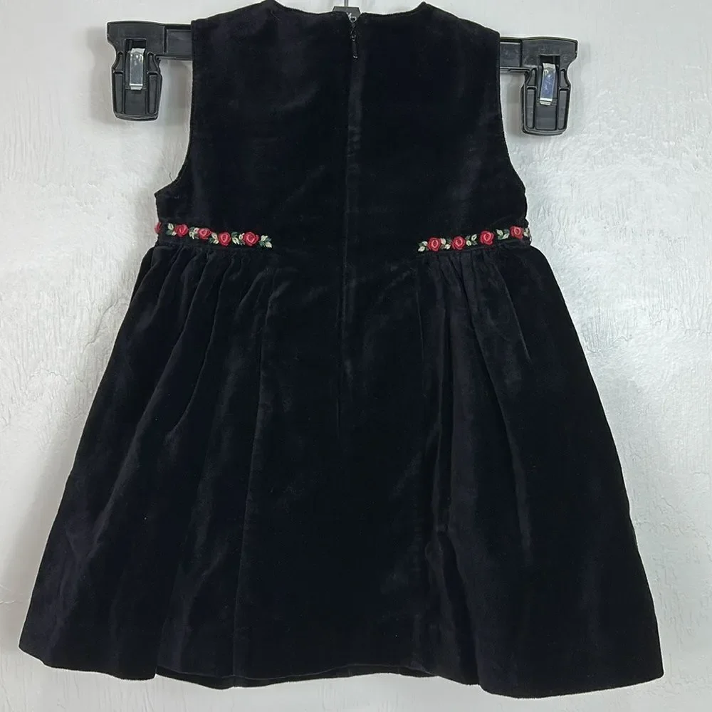 Gymboree Girls Velvet Holiday Dress With Embroidery Size 6-12 Mos